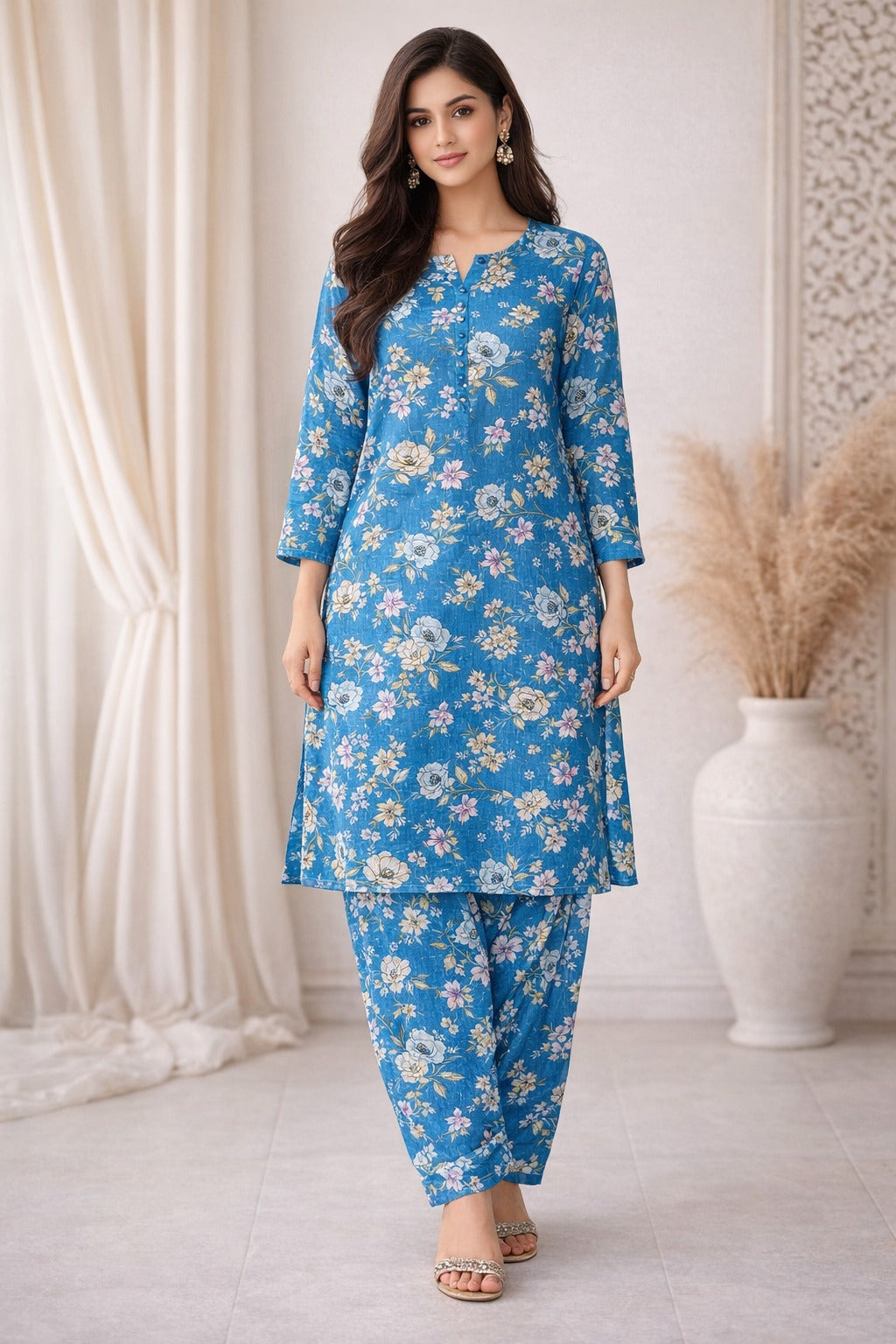 LADIES AL KARAM PRINTED LAWN SUIT-UNSTITCHED-2PIECE