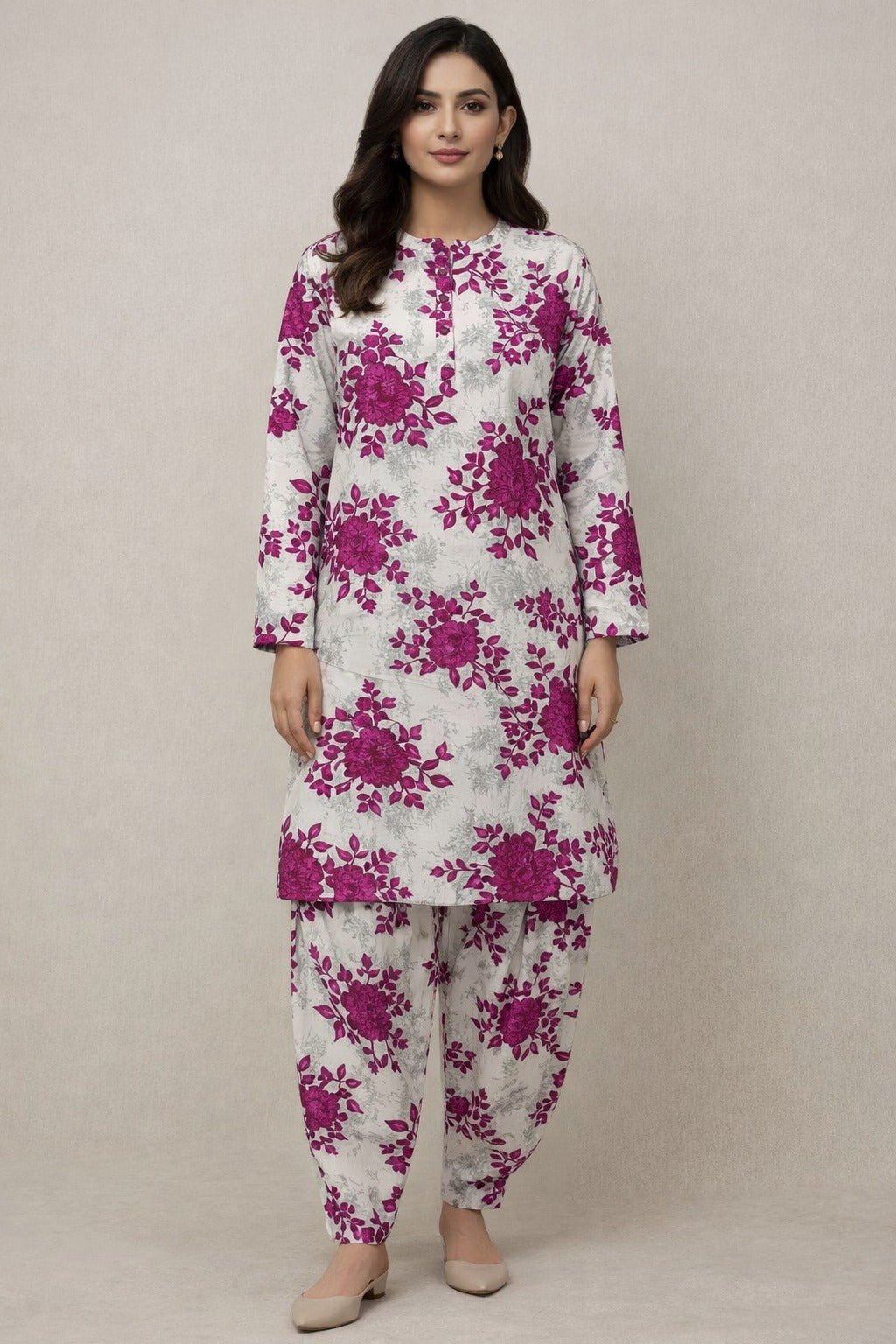 LADIES AL KARAM PRINTED LAWN SUIT-UNSTITCHED-2PIECE