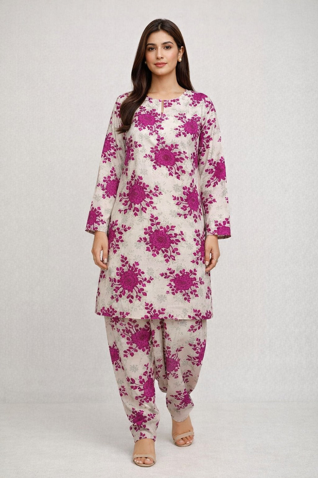 LADIES AL KARAM PRINTED LAWN SUIT-UNSTITCHED-2PIECE