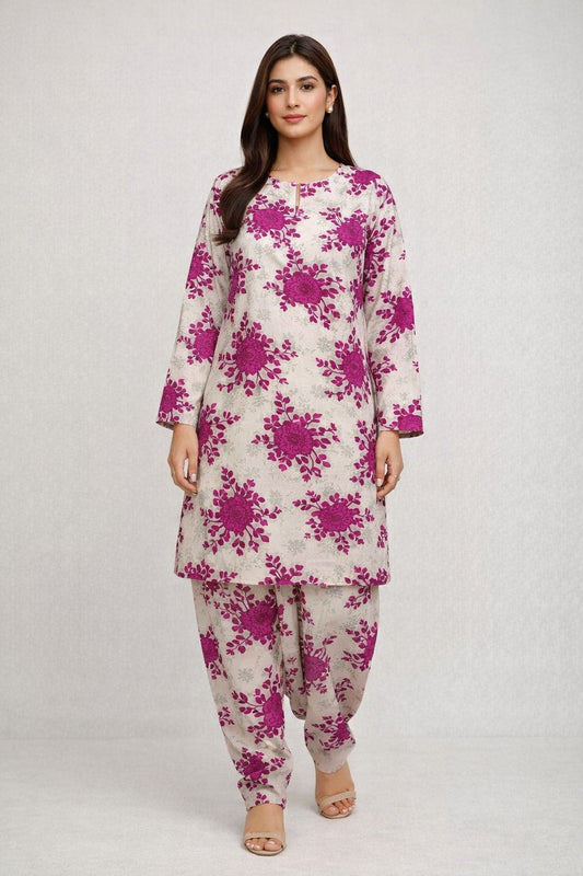 LADIES AL KARAM PRINTED LAWN SUIT-UNSTITCHED-2PIECE