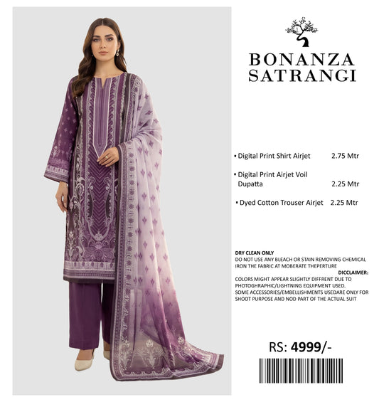 BONANZA PRINTED LAWN UN STITCHED 3PIECE