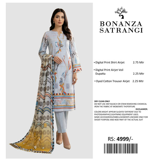 BONANZA PRINTED LAWN UN STITCHED 3PIECE