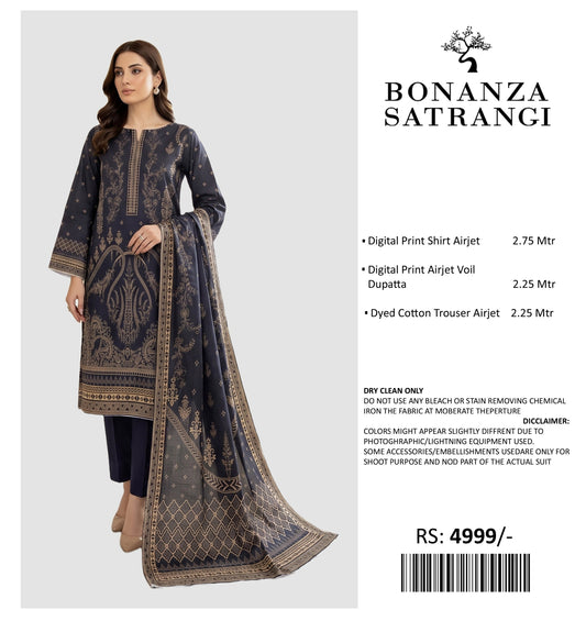 BONANZA PRINTED LAWN UN STITCHED 3PIECE