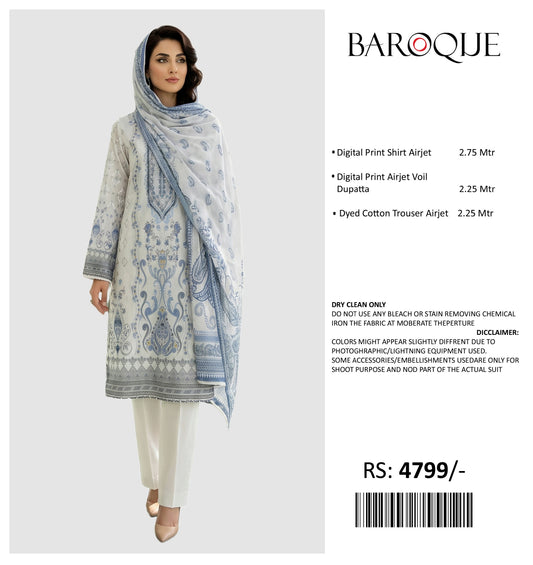 BAROQUE PRINTED LAWN UNSTITCHED 3 PIECE
